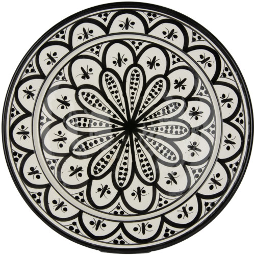 plannen Met bloed bevlekt Meenemen Marokkaans aardewerk zwart/wit bord 27cm - De Tagine